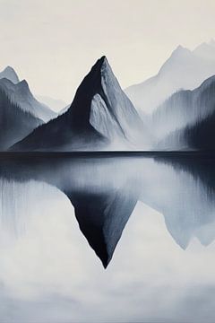 Bergspiegel im Nebel – Ruhige Landschaft von Poster Art Shop