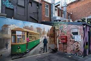 Nostalgic mural of a post office
