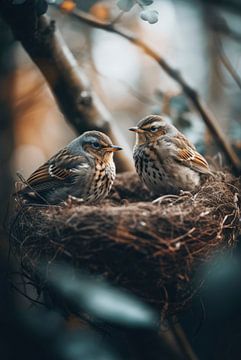 Birds In Nest No 2 by Treechild