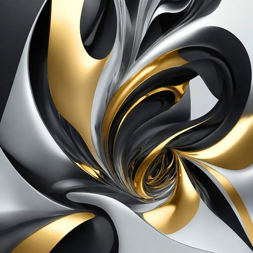 Abstract in goud,zilver en zwart