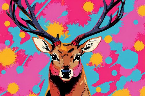Kleurrijk hert in popart stijl schilderij
