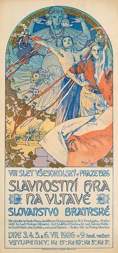 Affiche voor het Sokol Festival in Praag (1926) door Alphonse Mucha