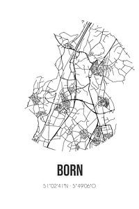 Born (Limburg) | Landkaart | Zwart-wit van Rezona