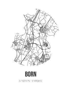 Born (Limburg) | Landkaart | Zwart-wit van MijnStadsPoster