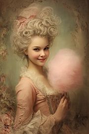 Baroque Noblewoman with Cotton Candy - Merry Painting by Peter Pen Drawings and Paintings
