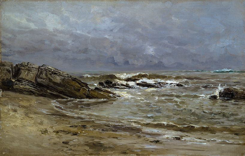 Carlos de Haes Meereslandschaft, Seedunkle Wolken, Antike Landschaft von finemasterpiece