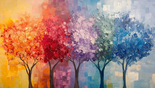 Abstracte kleurrijke bomen panorama