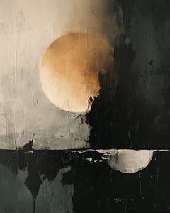 Paysage moderne et abstrait en noir, taupe et or