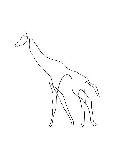 Giraffe One Line wit van DominixArt
