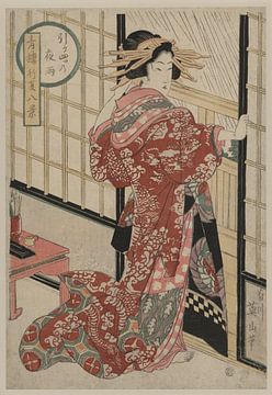 Japanse kunst ukiyo-e. Kikukawa, Eizan. Jonge vrouw in kimono. van Dina Dankers