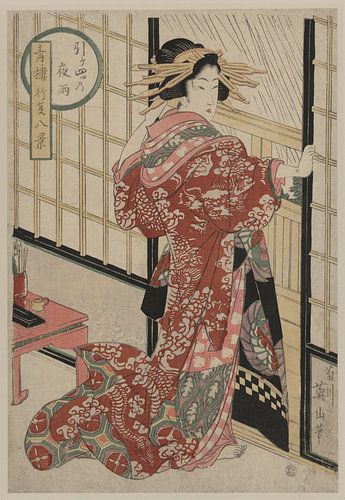 Japanse kunst ukiyo-e. Kikukawa, Eizan. Jonge vrouw in kimono. van Dina Dankers