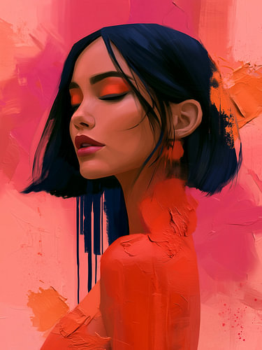 Levendig abstract portret van een vrouw