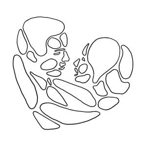 Je t'aime ! (dessin au trait coeur homme femme amoureux dessin au trait mariage Saint-Valentin noir 