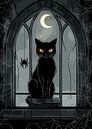 Mystieke zwarte kat in het maanlicht van Pixelbull Design thumbnail