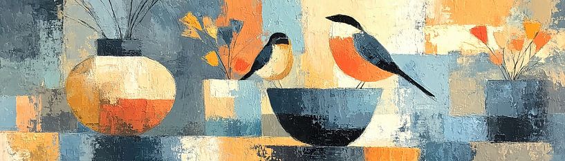 Vogels Schaal | Abstracte Schaal met Vogels van Bloemen Studio