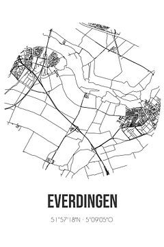Everdingen (Utrecht) | Landkaart | Zwart-wit van Rezona