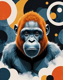 Geometric portrait of an orangutan