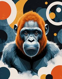 Portrait géométrique d'un orang-outan