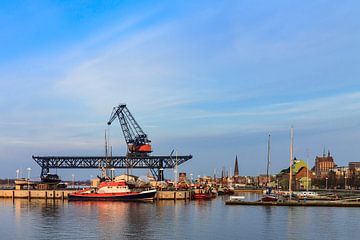 View to the city port of Rostock van Rico Ködder