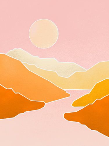 Œuvre d'art Paysage Boho Orange 