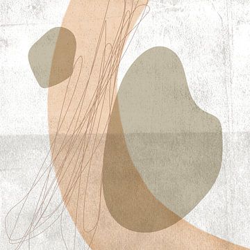 Formes organiques abstraites dans des couleurs neutres et pastel sur Art minimaliste abstrait