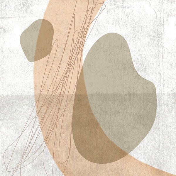 Abstracte organische vormen in neutrale pastelkleuren van Abstract Minimalist Art