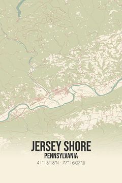 Vintage landkaart van Jersey Shore (Pennsylvania), USA. van Rezona
