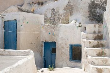 House with blue doors