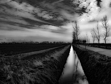 Blurry B&W Landscape. Landschap. Zwart Wit. van Through Kristels Lens