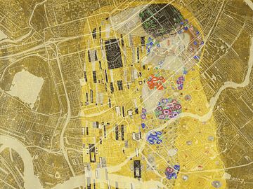 Karte von Capelle aan den IJssel dem Kuss von Gustav Klimt von Map Art Studio