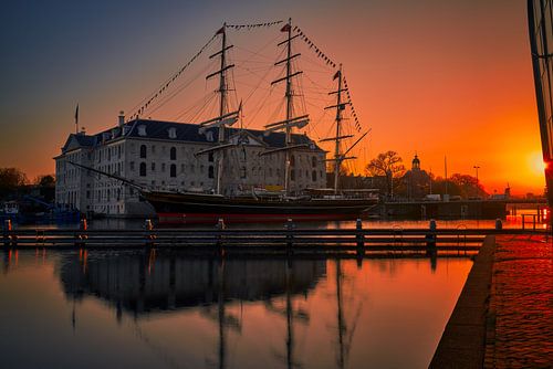 Foto van het Oosterdok en het Scheepvaartmuseum in Amsterdam, 2020 - 3