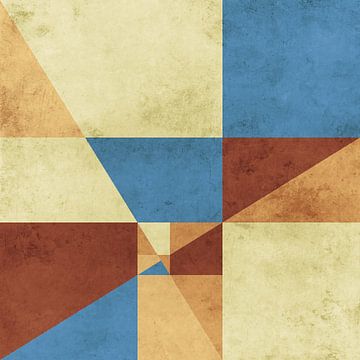 Composition abstraite géométrique en beige, marron et bleu sur Western Exposure