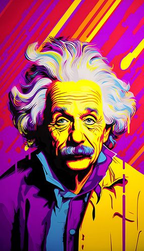 Geel Pop Art: Einstein in Paars