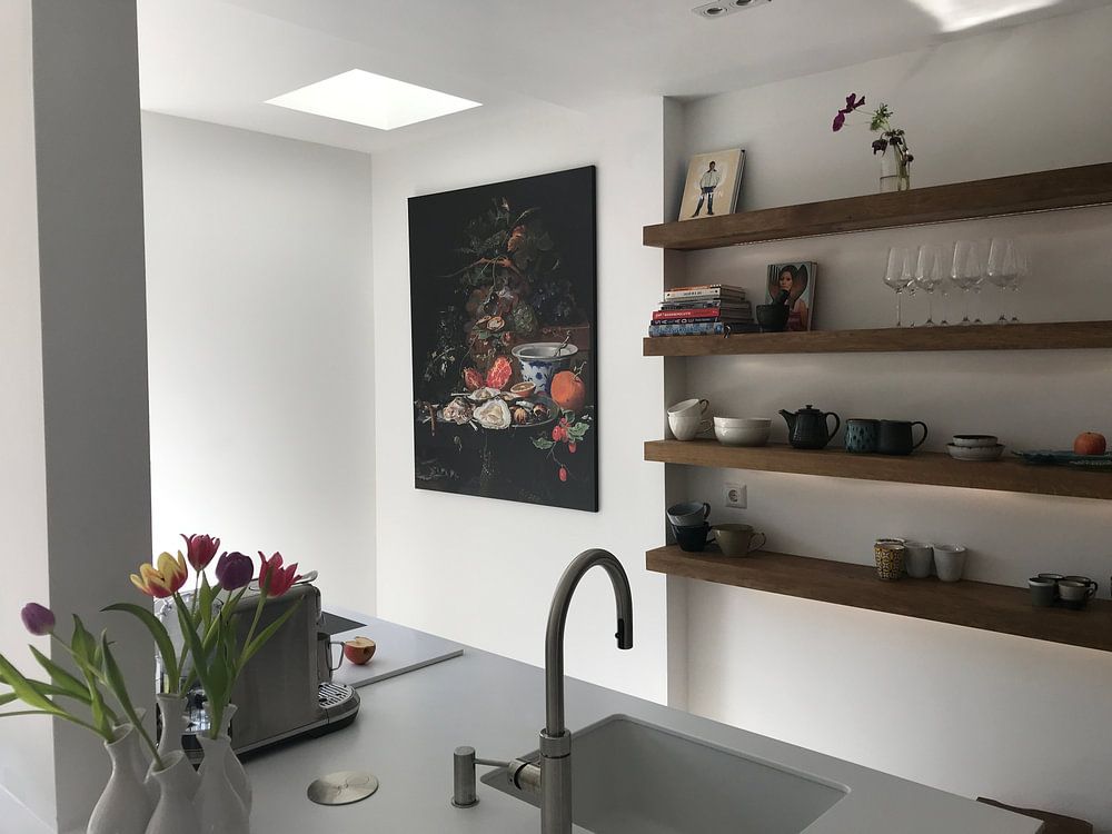 Stilleben mit Obst, Austern und Porzellan 