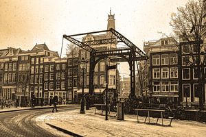 Innercity of Amsterdam in the Winter Sepia