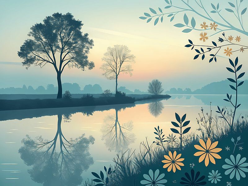 Rustige reflecties bij zonsopgang van Artistic