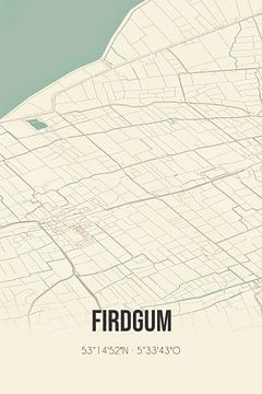 Alte Karte von Firdgum (Fryslan) von Rezona