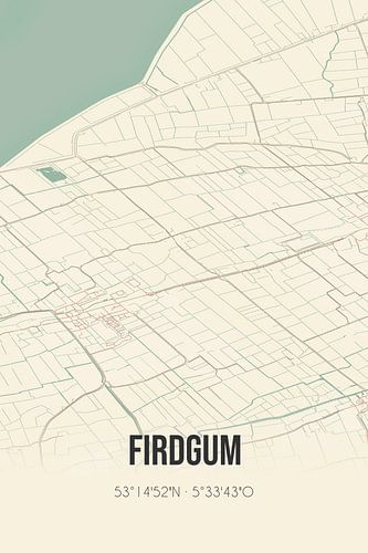 Vintage landkaart van Firdgum (Fryslan)