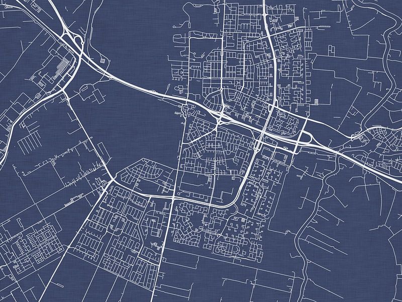 Map of Amstelveen in Royal Blue by De Kaartenwinkel