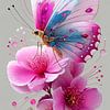 vlinder op bloem van Gelissen Artworks