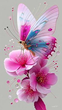 vlinder op bloem van Gelissen Artworks