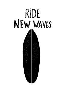 Surfboard black and white quote by HelloHappylife
