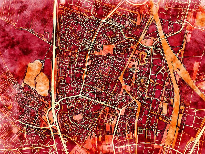 Kaart van Nieuwegein in de stijl 'Amber Autumn' van Maporia