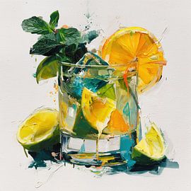 Cocktail mit Zitrone – abstraktes Stillleben von TheXclusive Art