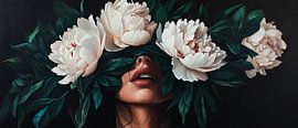 Wreath of flowers over a hidden face by Poster Art Shop