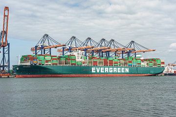 Mega groot containerschip Ever Gentle van Evergreen. van Jaap van den Berg