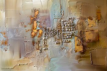 Abstract schilderij in beige en goud – Textuurkunst