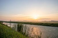 Nederlands landschap zonsondergang zonsopgang weiland