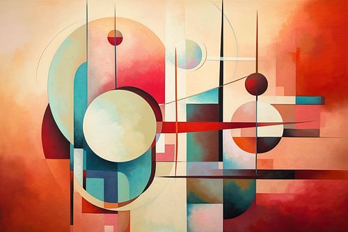 Levendige Harmonie: Geometrische Vormen in Kleurrijk Spektakel