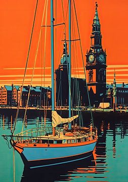 Hamburg Poster Pop Art Zeilboot van Niklas Maximilian